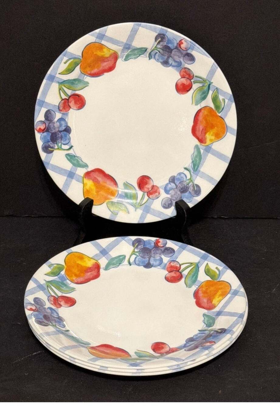 Correlle Fruit Too Dinner Plates By Corning Set of 4 Cottage Farmhouse Cherries